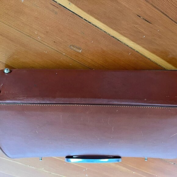Bill Amberg Rocket Briefcase in Tan with British Green Liner and Metal Handle - Picture 3 of 9